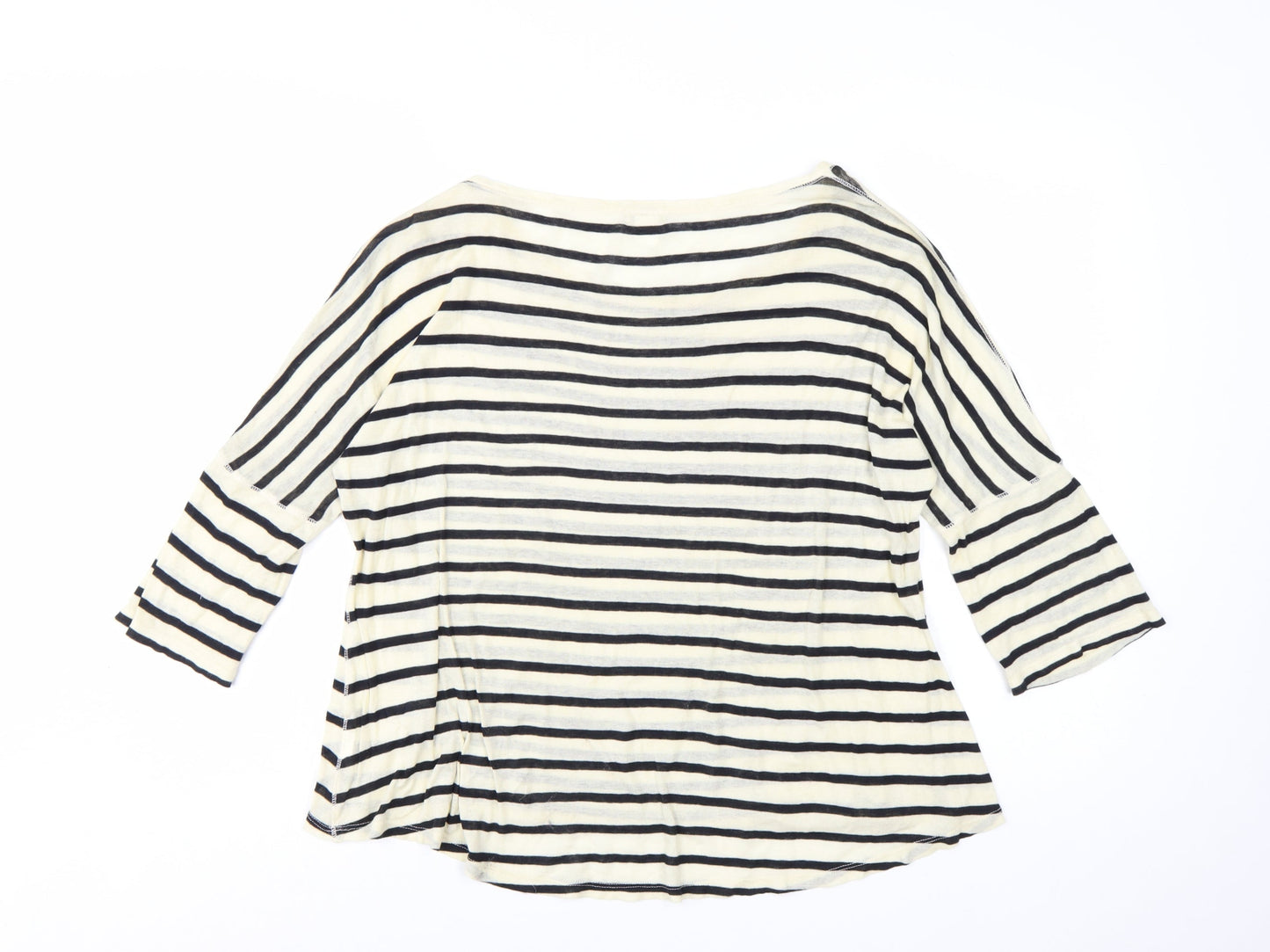 Hoss Intropia Women's Multicoloured Striped 3/4 Sleeve Cotton T-Shirt L