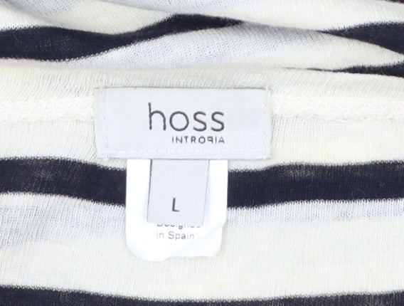 Hoss Intropia Women's Multicoloured Striped 3/4 Sleeve Cotton T-Shirt L