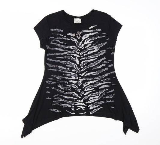 Roman Originals Women’s Black Animal Print Sequin Tunic Top Size 12