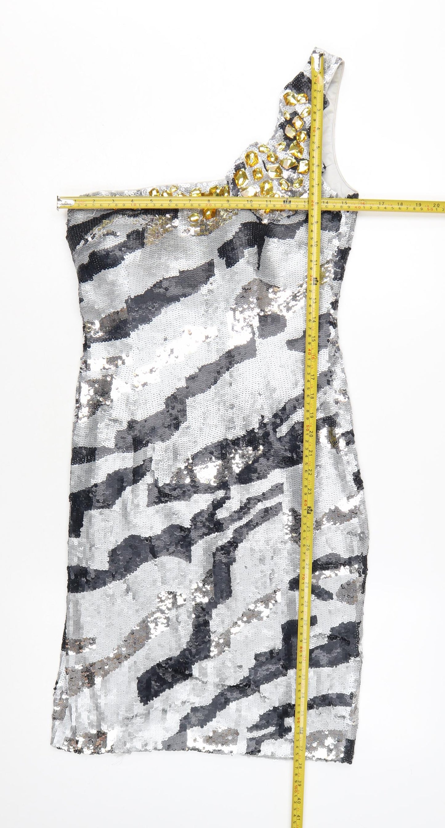 Star by Julien Macdonald Women’s Silver Sequin One Shoulder Bodycon Dress Size 10