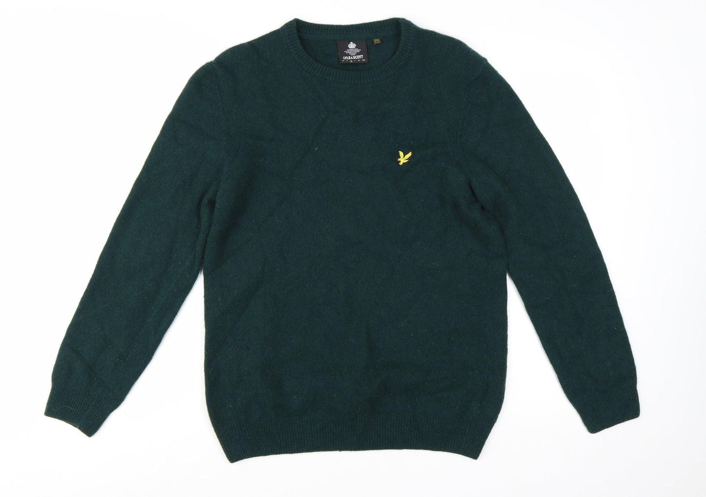 Lyle & Scott Men's Green Wool Crew Neck Jumper Size L