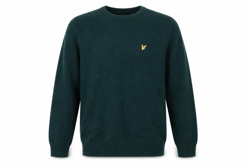 Lyle & Scott Men's Green Wool Crew Neck Jumper Size L