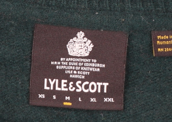Lyle & Scott Men's Green Wool Crew Neck Jumper Size L