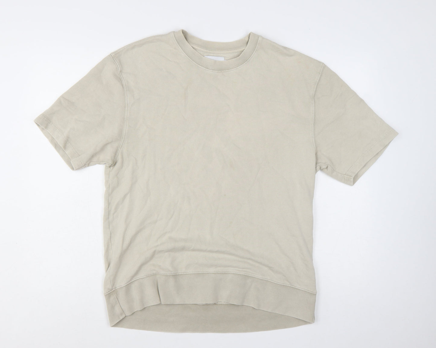 Topman Men’s Beige Short Sleeve Pullover Sweatshirt Size S