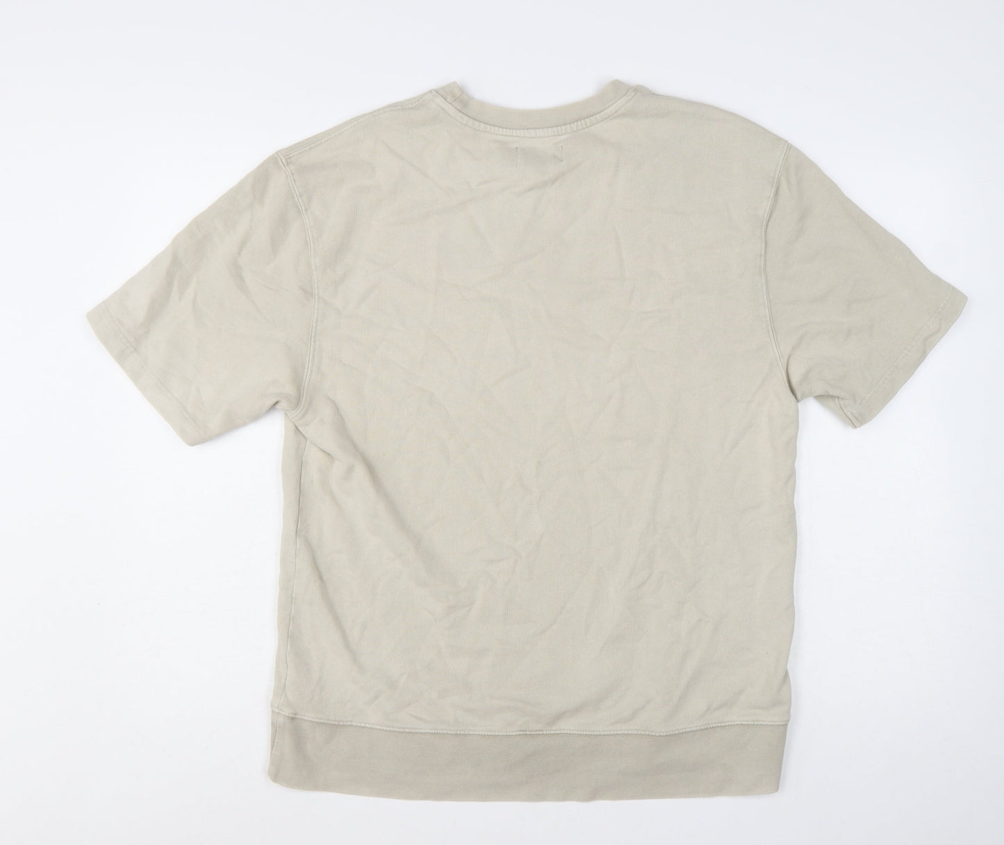 Topman Men’s Beige Short Sleeve Pullover Sweatshirt Size S