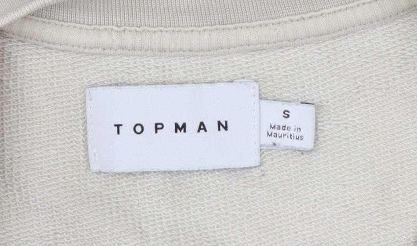 Topman Men’s Beige Short Sleeve Pullover Sweatshirt Size S