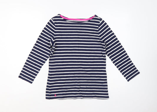 Joules Women’s Blue Striped Long Sleeve Cotton Nautical Top UK 8
