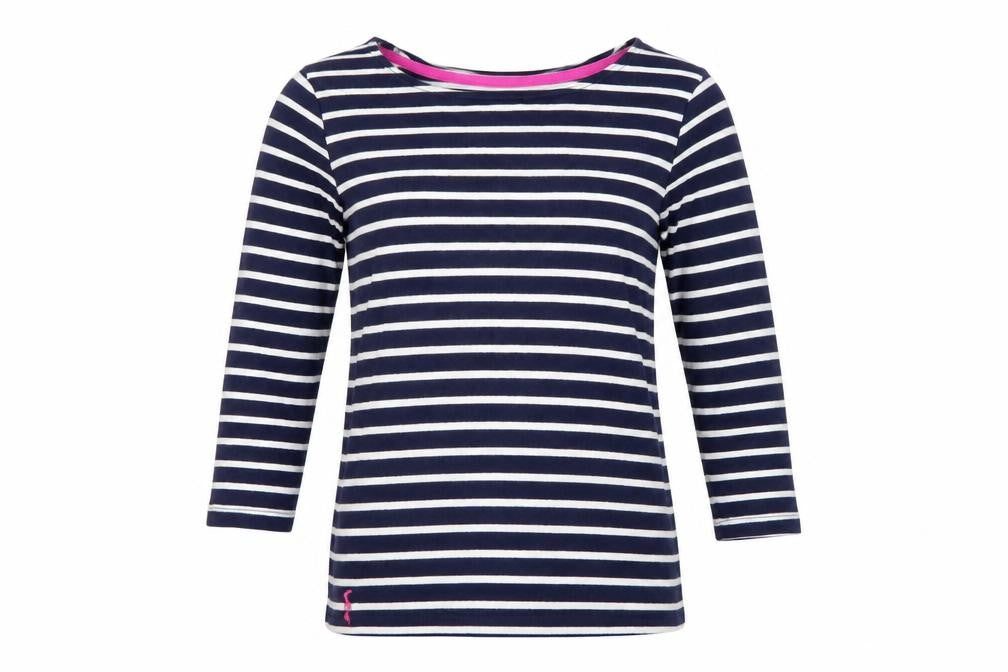 Joules Women’s Blue Striped Long Sleeve Cotton Nautical Top UK 8