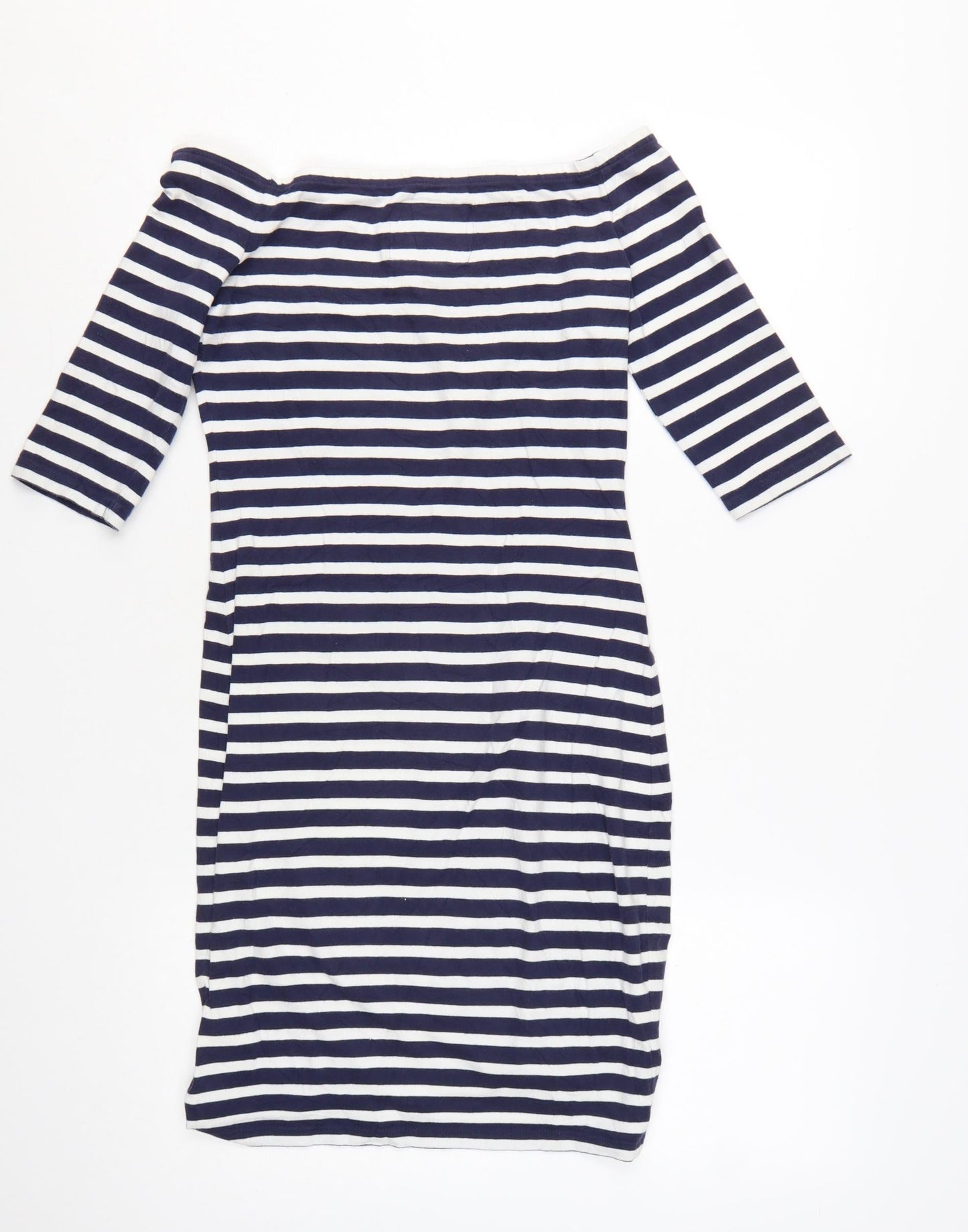 Superdry Womens Blue Striped Off Shoulder Bodycon Dress Size S