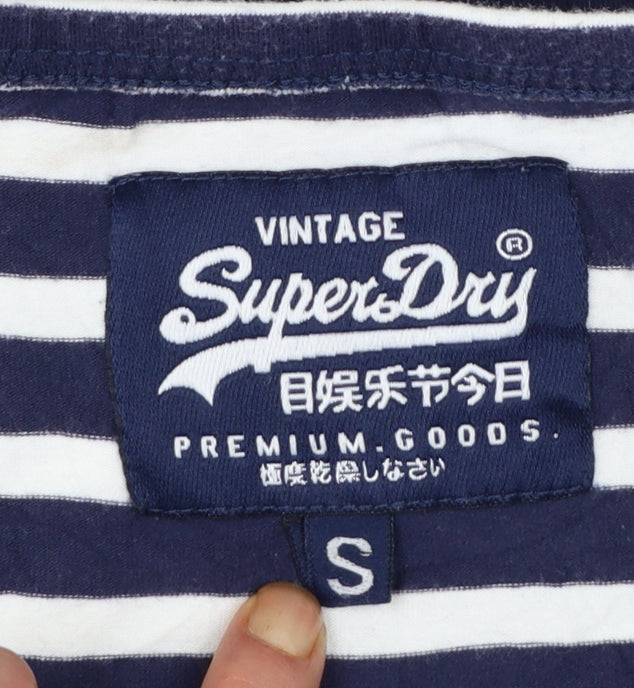 Superdry Womens Blue Striped Off Shoulder Bodycon Dress Size S