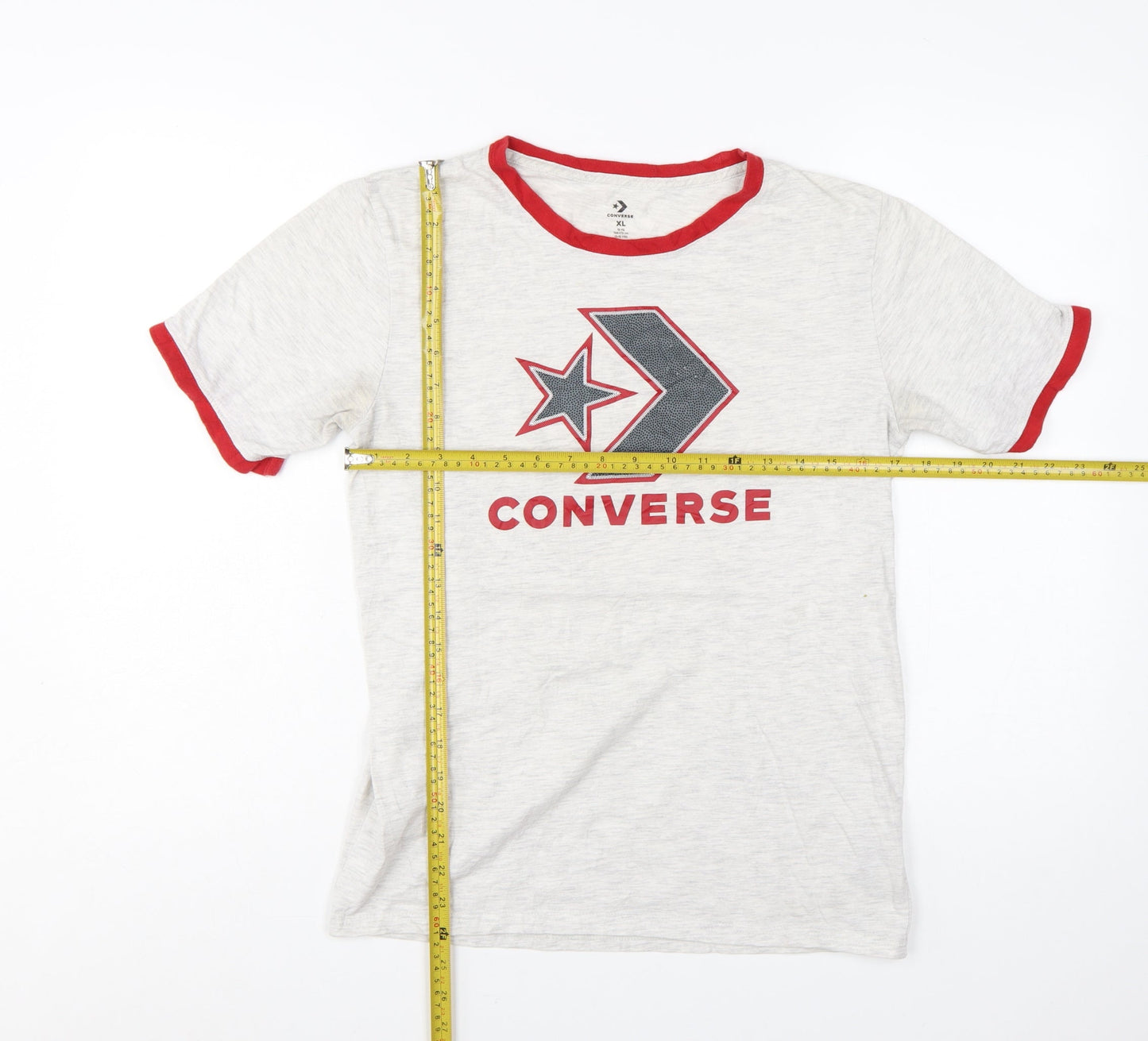 Converse Boys Grey Red Ringer Logo T-Shirt XL 13-15 Years