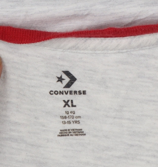 Converse Boys Grey Red Ringer Logo T-Shirt XL 13-15 Years