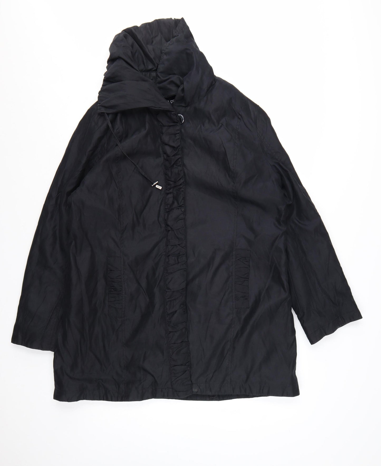 Marks and Spencer Per Una Women's Black L Rain Coat Hooded Mid-Length