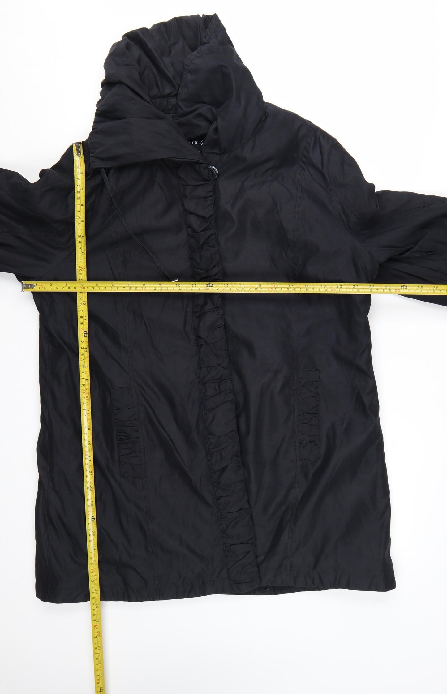 Marks and Spencer Per Una Women's Black L Rain Coat Hooded Mid-Length