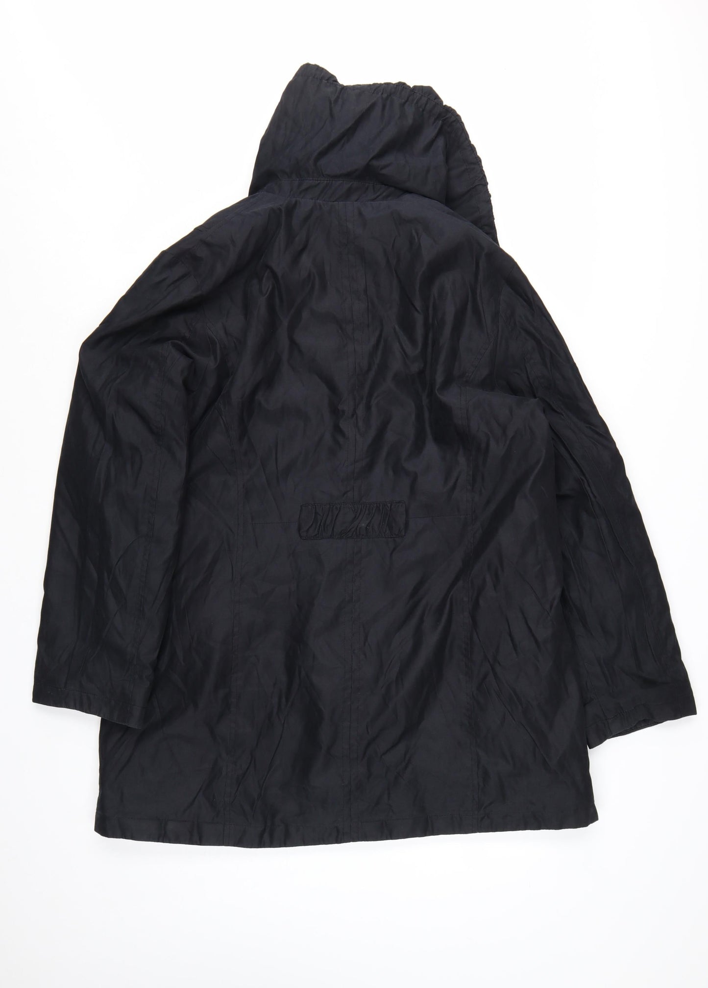 Marks and Spencer Per Una Women's Black L Rain Coat Hooded Mid-Length