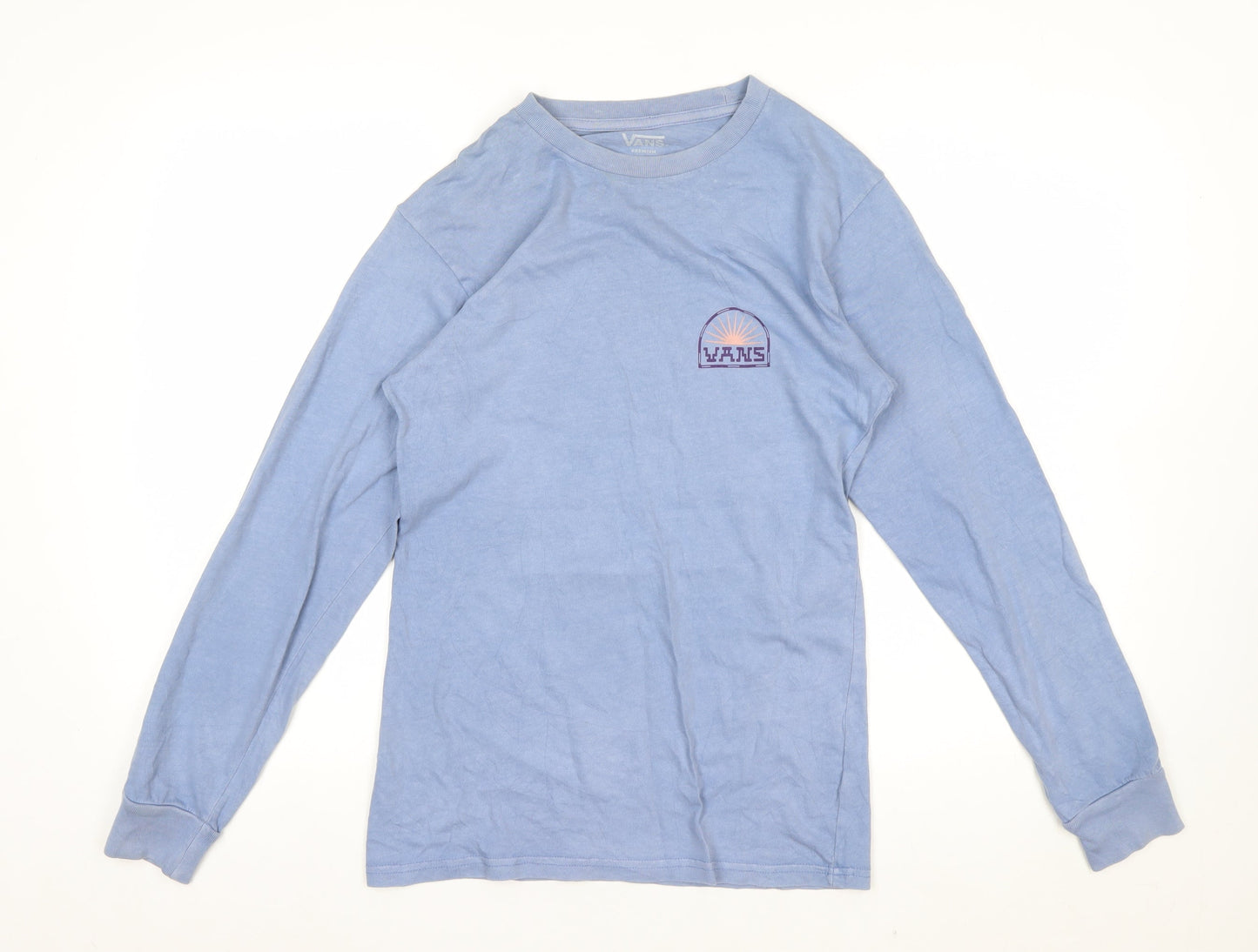 Vans Men's Blue Long Sleeve Graphic Cotton T-Shirt Small
