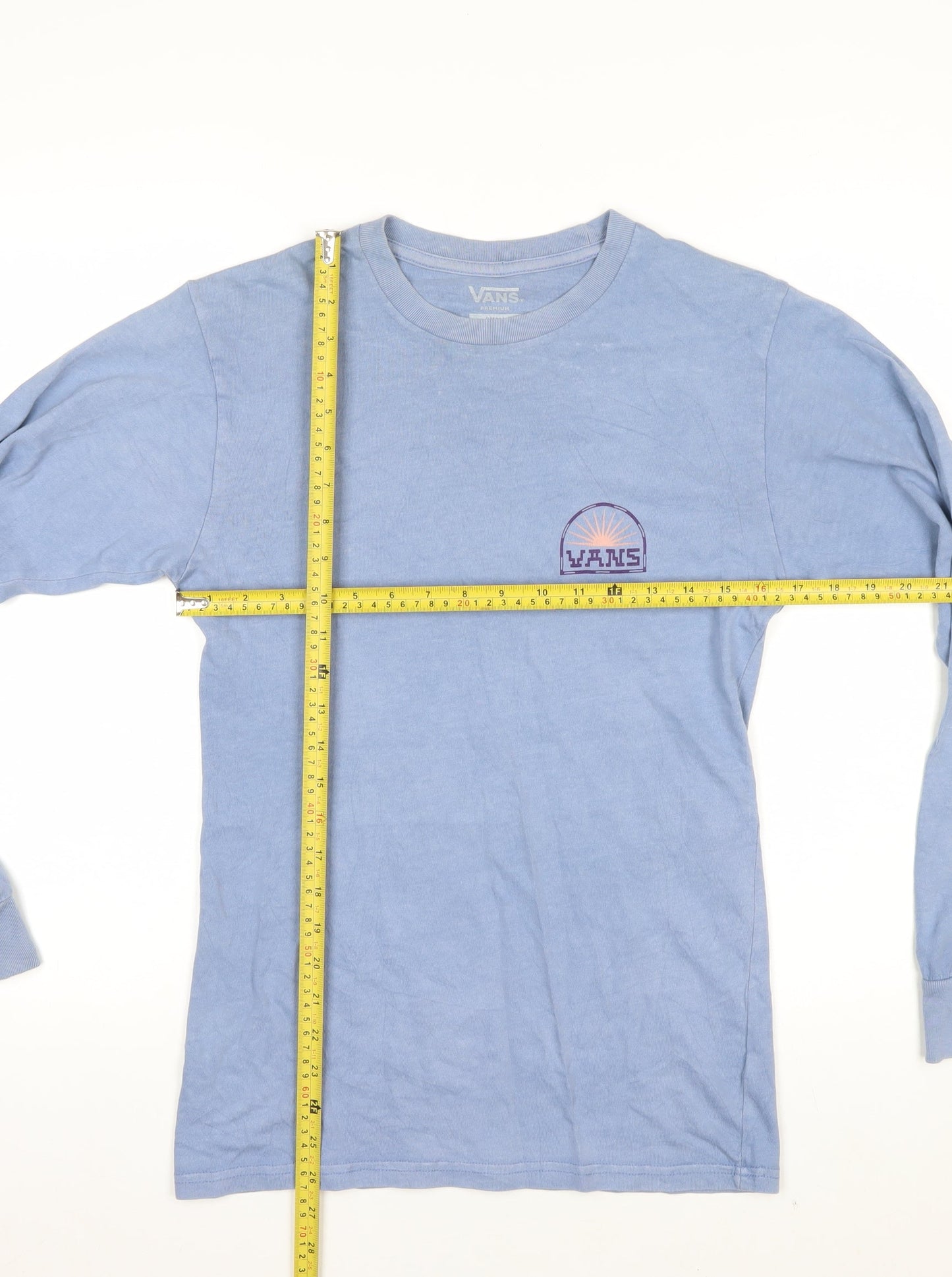 Vans Men's Blue Long Sleeve Graphic Cotton T-Shirt Small