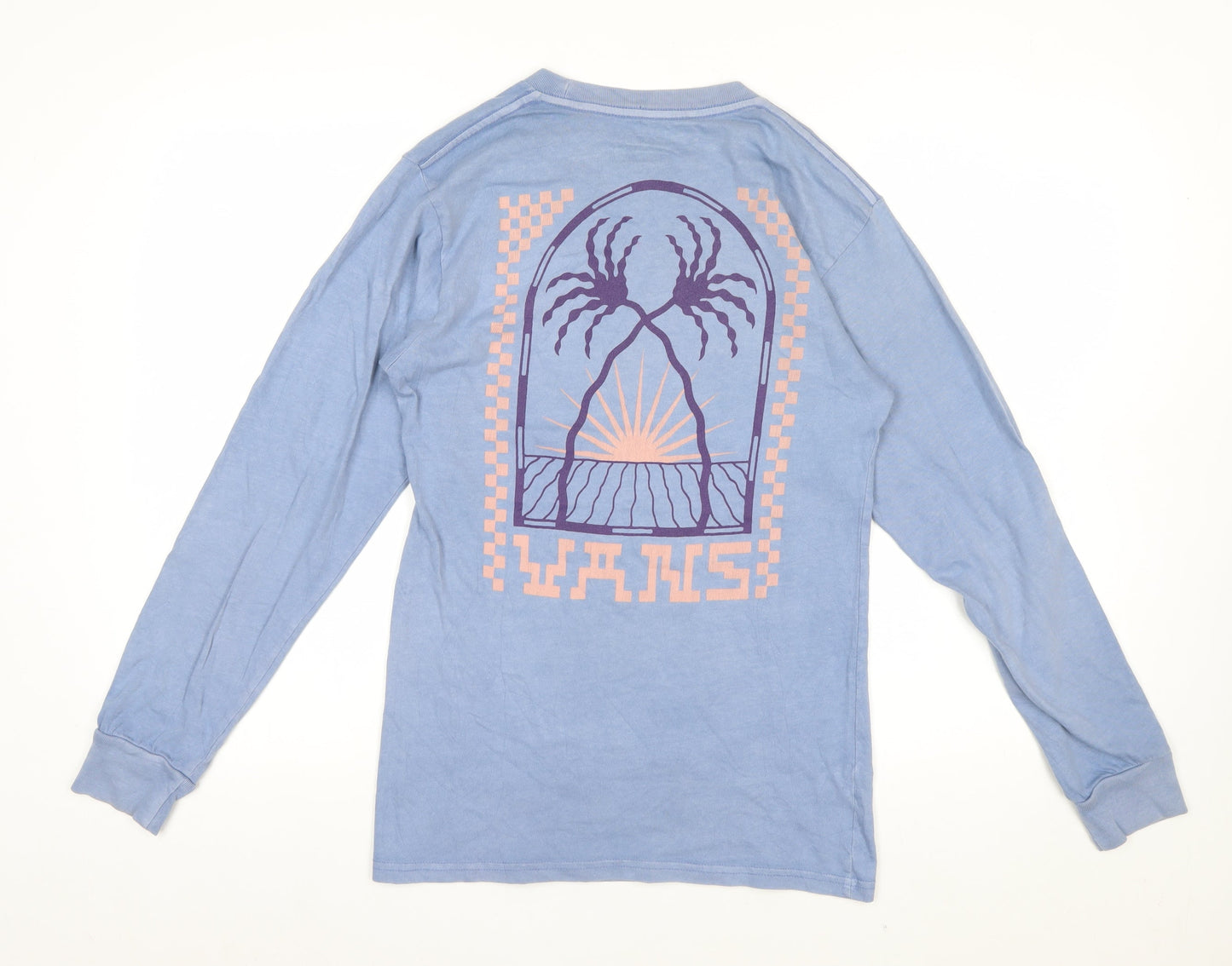 Vans Men's Blue Long Sleeve Graphic Cotton T-Shirt Small