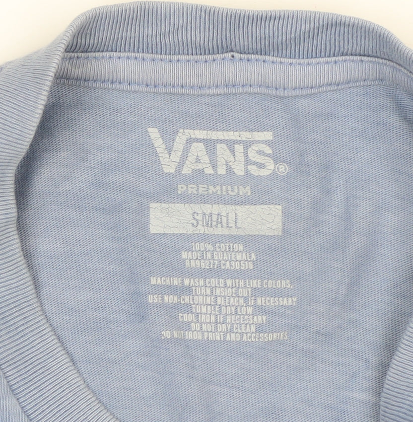 Vans Men's Blue Long Sleeve Graphic Cotton T-Shirt Small