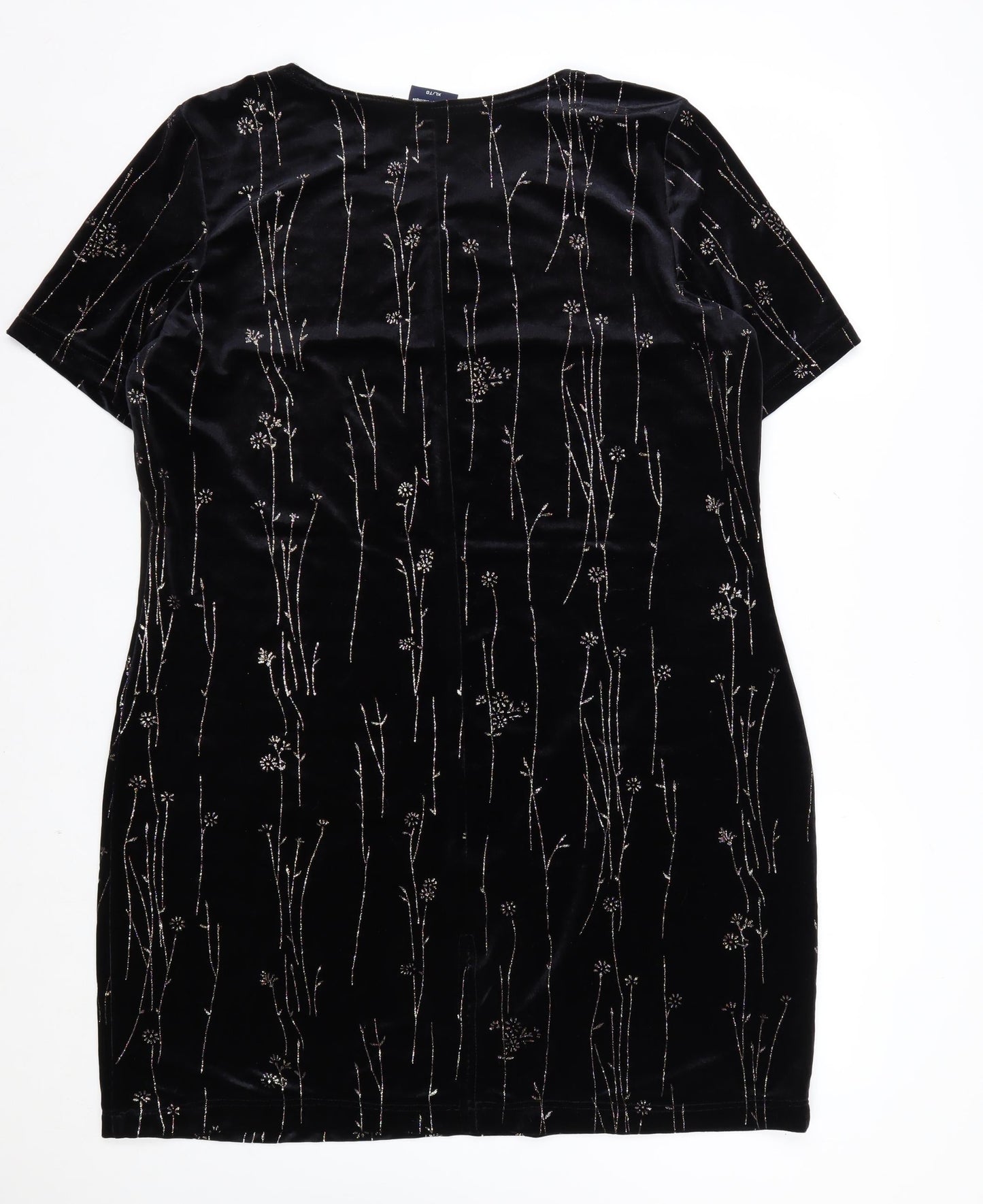 Truly Women's Black Velvet Floral Tunic Blouse XL