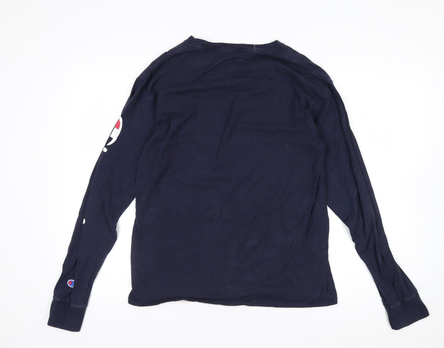 Champion Men's Blue Long Sleeve Cotton Crew Neck Athletic Top M