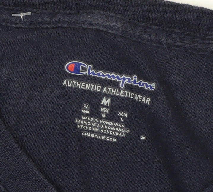 Champion Men's Blue Long Sleeve Cotton Crew Neck Athletic Top M