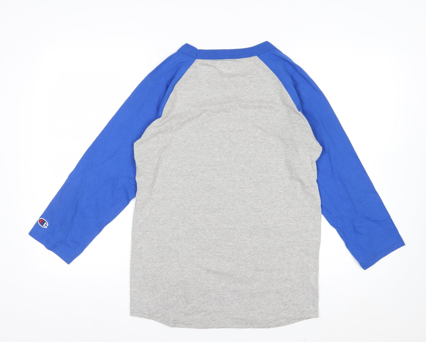 Champion Men's Grey Blue 3/4 Sleeve Raglan T-Shirt Size S