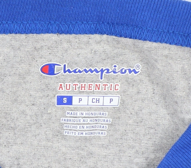 Champion Men's Grey Blue 3/4 Sleeve Raglan T-Shirt Size S