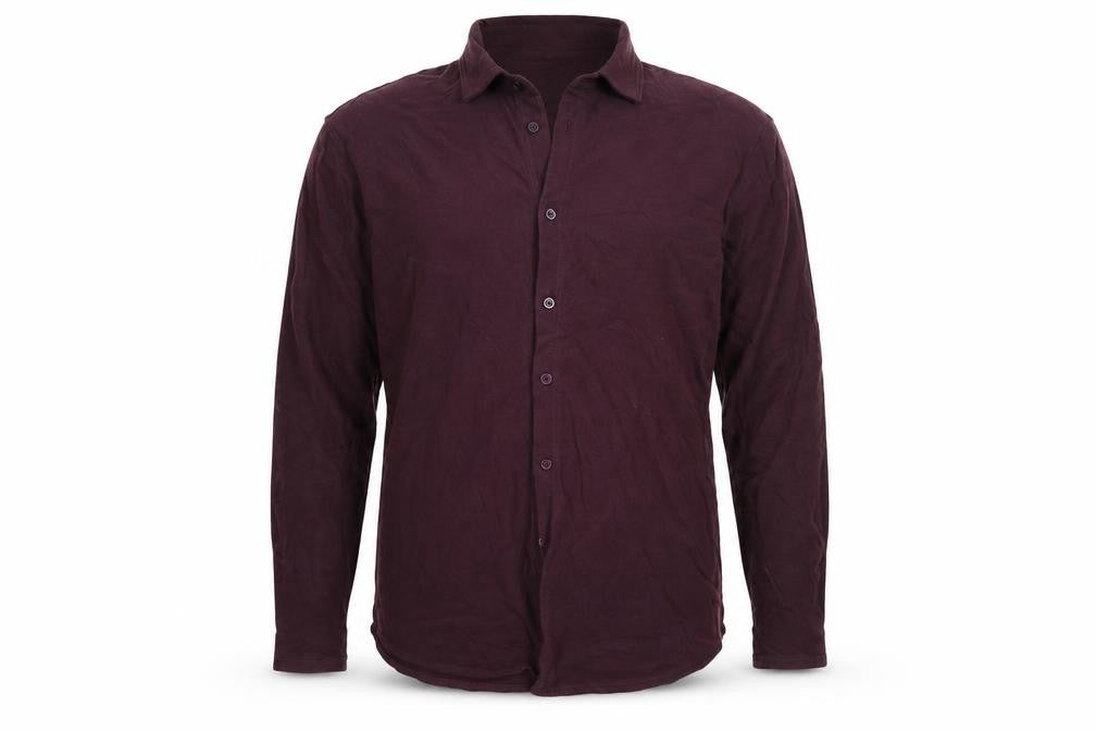 River Island Men's Purple Band Collar Long Sleeve Cotton Shirt M