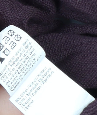 River Island Men's Purple Band Collar Long Sleeve Cotton Shirt M