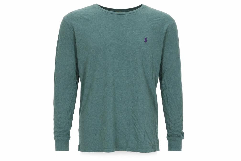 Ralph Lauren Men's Green Cotton Long Sleeve Crew Neck Top M