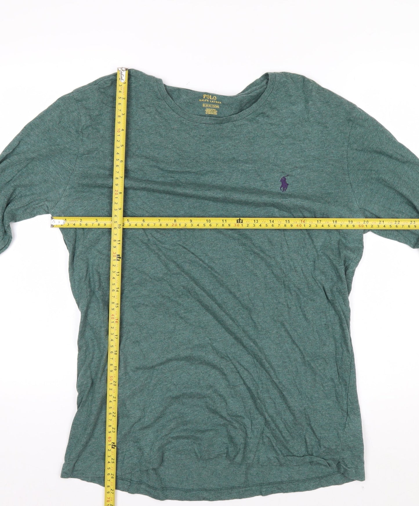 Ralph Lauren Men's Green Cotton Long Sleeve Crew Neck Top M