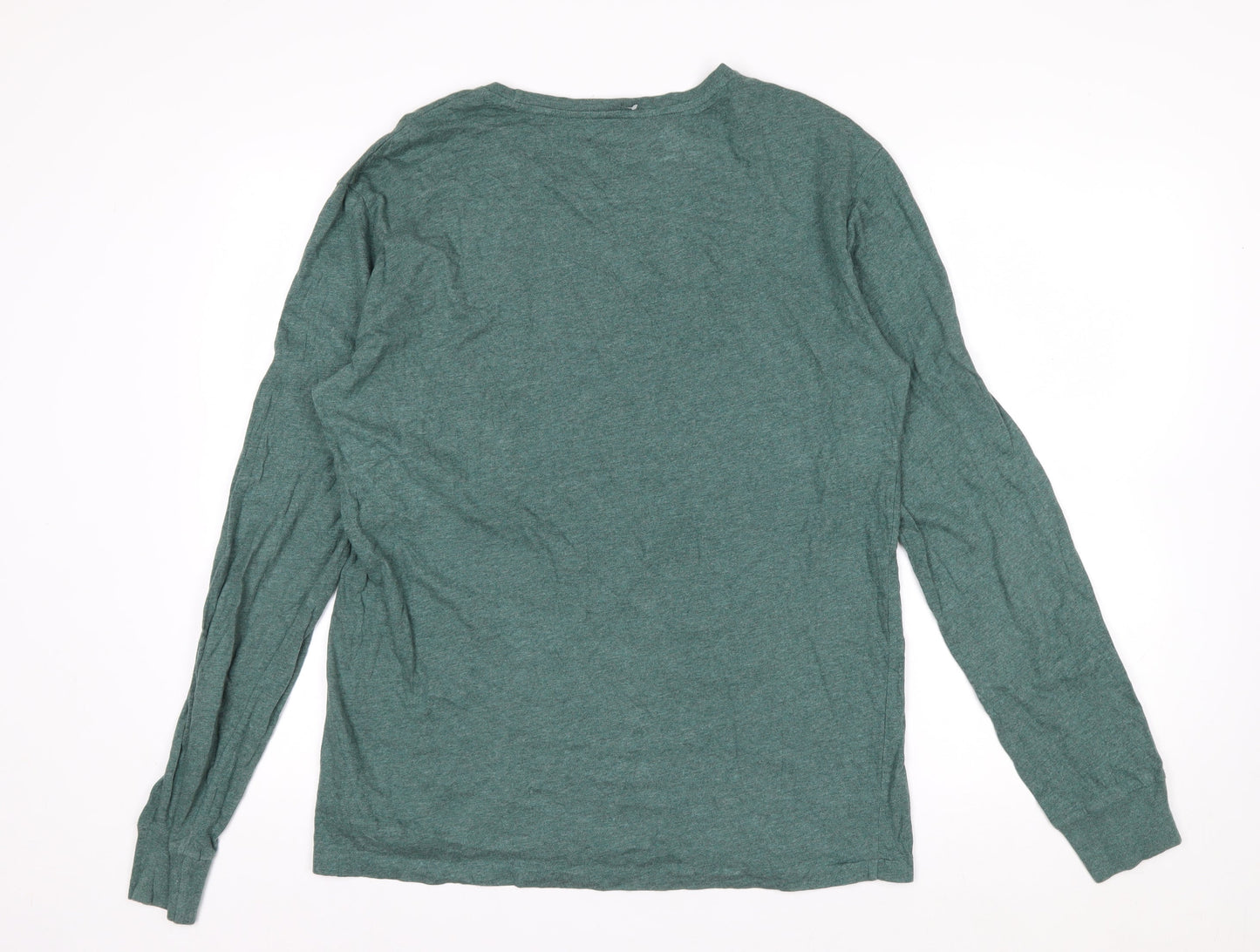 Ralph Lauren Men's Green Cotton Long Sleeve Crew Neck Top M