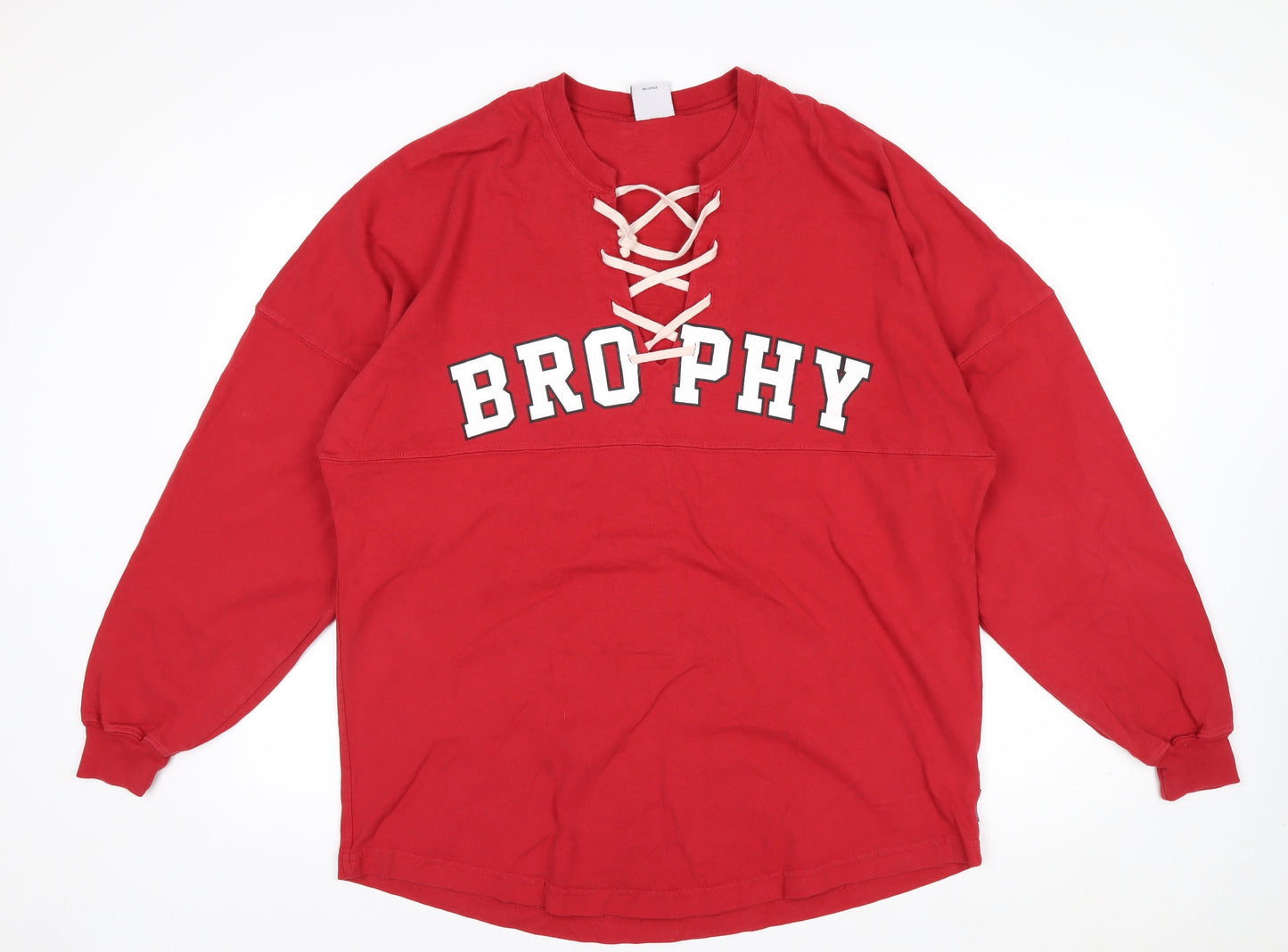 Spirit Jersey Men's Red Brophy Lace Up Long Sleeve Cotton Top M