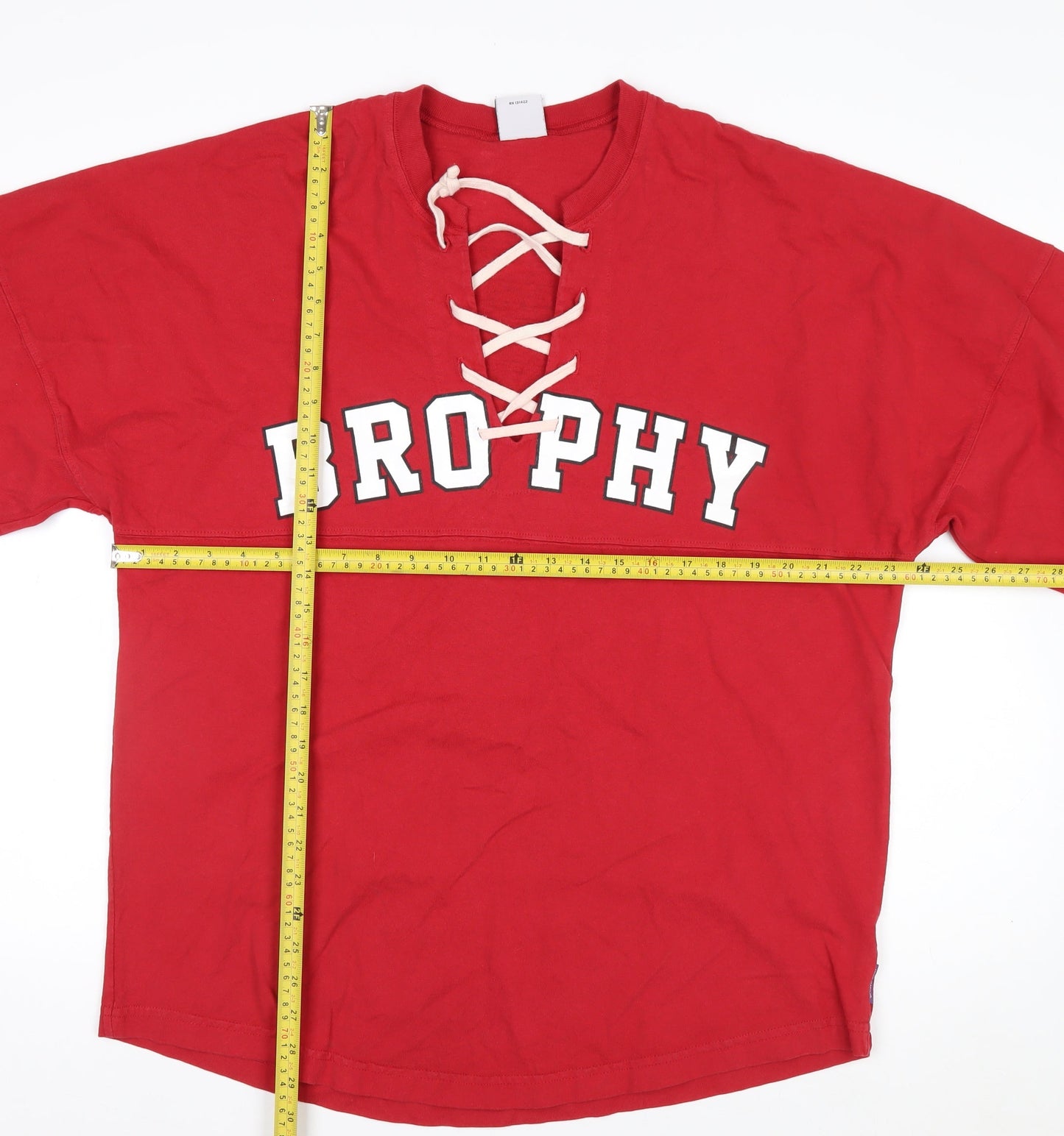 Spirit Jersey Men's Red Brophy Lace Up Long Sleeve Cotton Top M