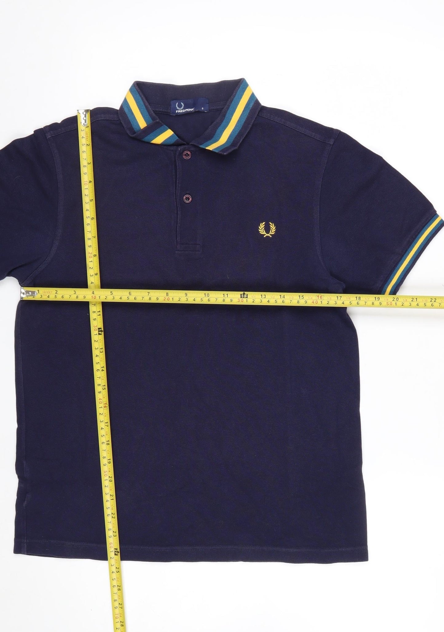 Fred Perry Men's Blue Cotton Polo Shirt Size S Classic Style