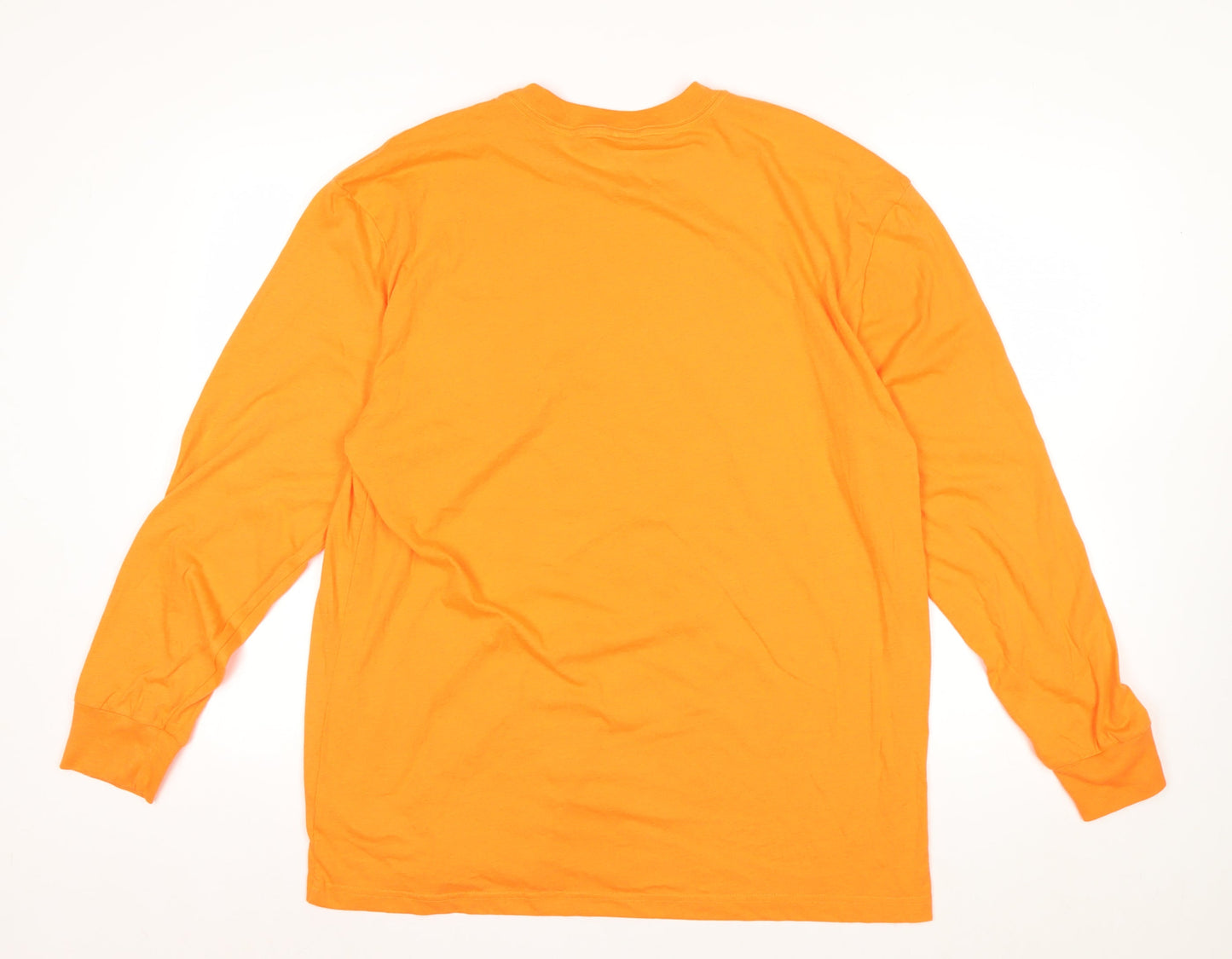 Dickies Men's Orange Long Sleeve Crew Neck Cotton Blend Top Size L