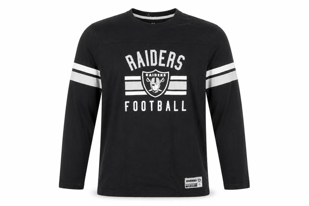 Majestic Men's Black Raiders Long Sleeve Graphic T-Shirt Size M