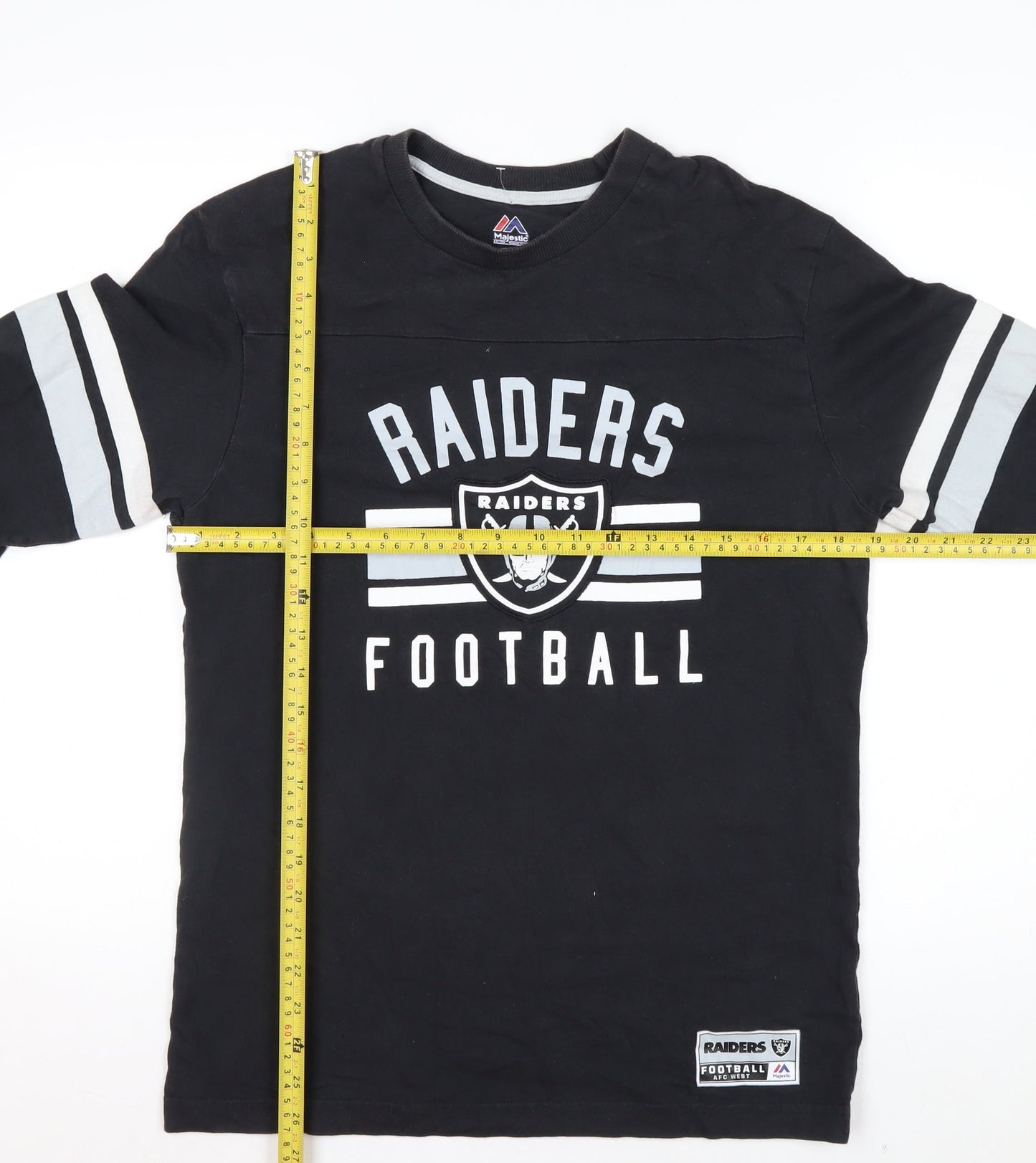 Majestic Men's Black Raiders Long Sleeve Graphic T-Shirt Size M
