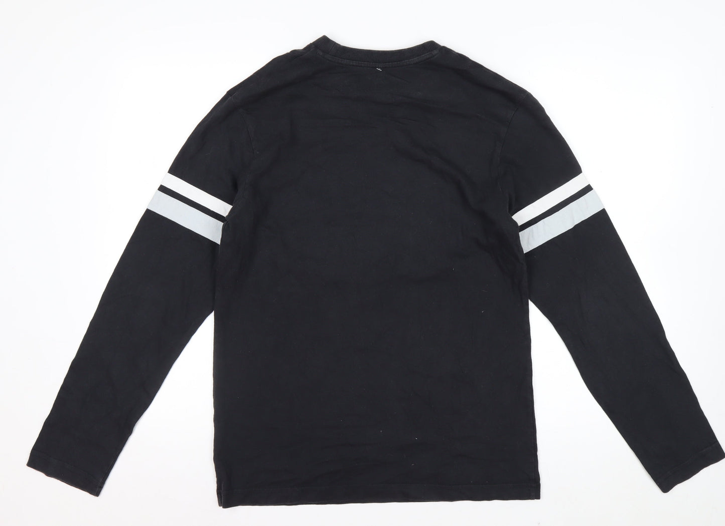 Majestic Men's Black Raiders Long Sleeve Graphic T-Shirt Size M