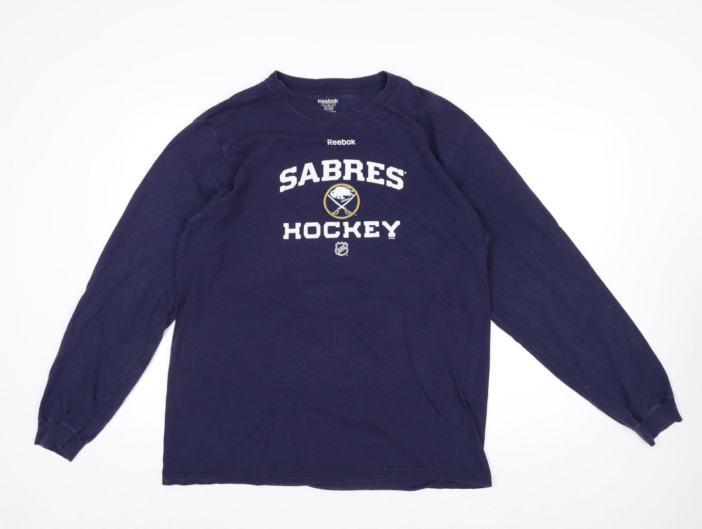 Reebok Men Blue XL Long Sleeve Sabres Hockey Cotton Top