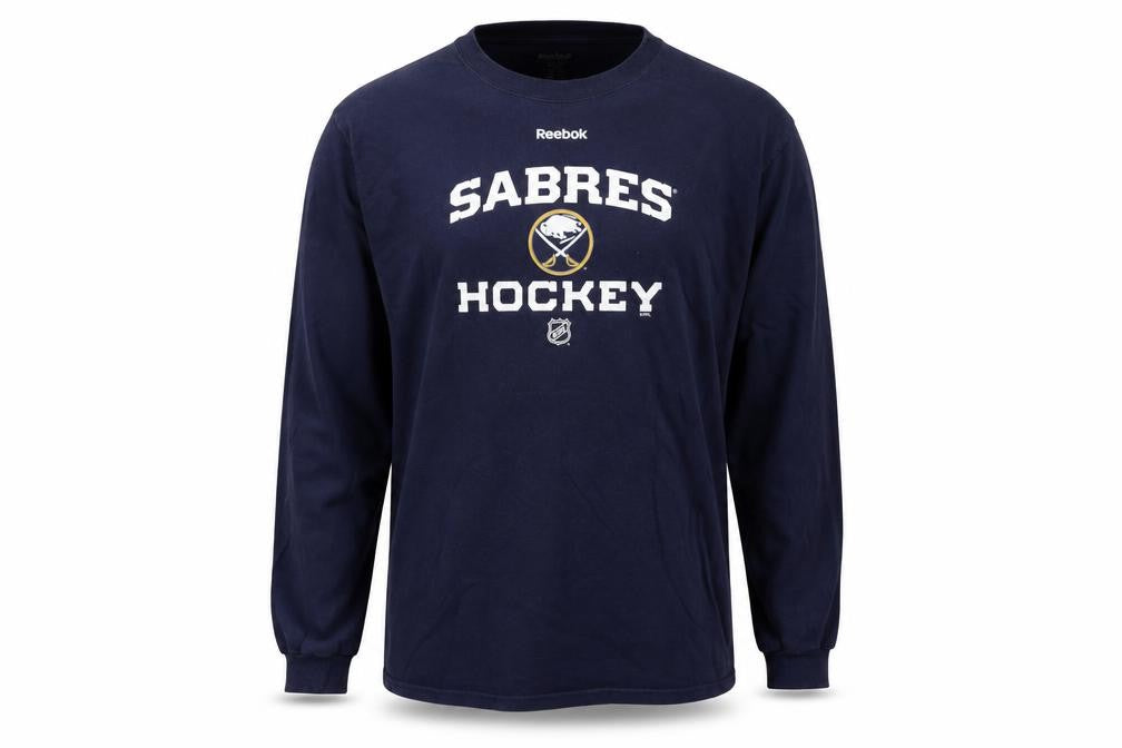 Reebok Men Blue XL Long Sleeve Sabres Hockey Cotton Top