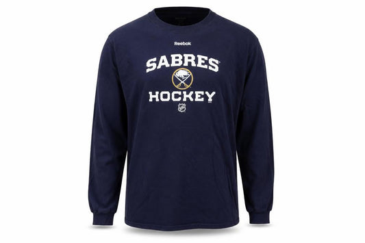 Reebok Men Blue XL Long Sleeve Sabres Hockey Cotton Top