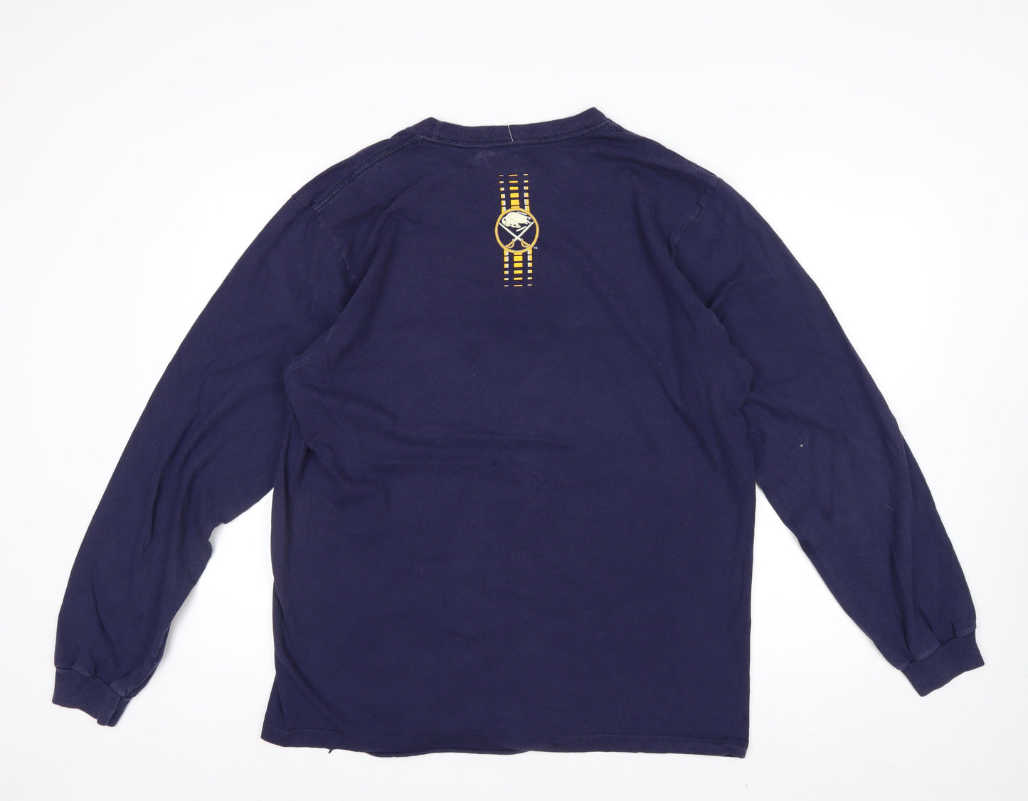 Reebok Men Blue XL Long Sleeve Sabres Hockey Cotton Top