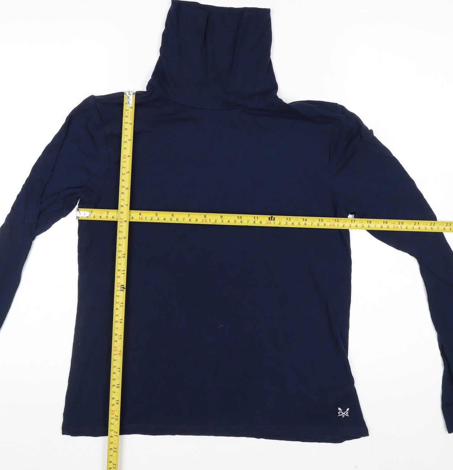 Crew Clothing Women’s Blue Roll Neck Long Sleeve Cotton T-Shirt Size 14