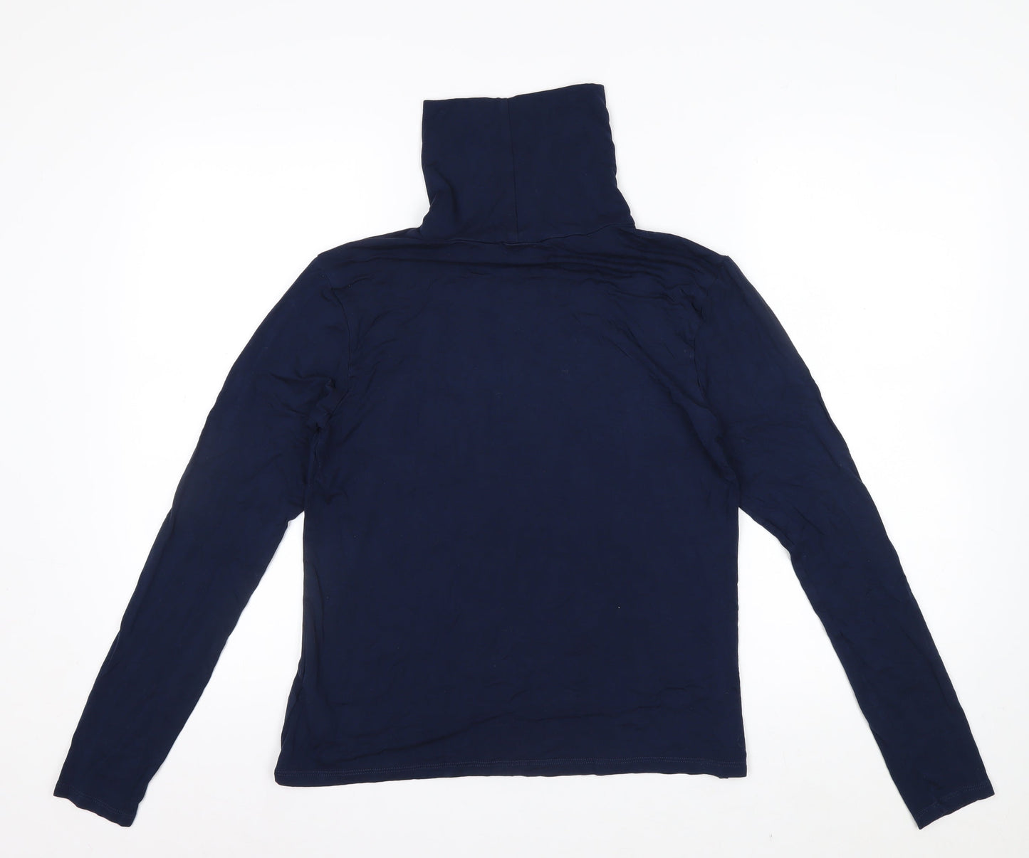 Crew Clothing Women’s Blue Roll Neck Long Sleeve Cotton T-Shirt Size 14