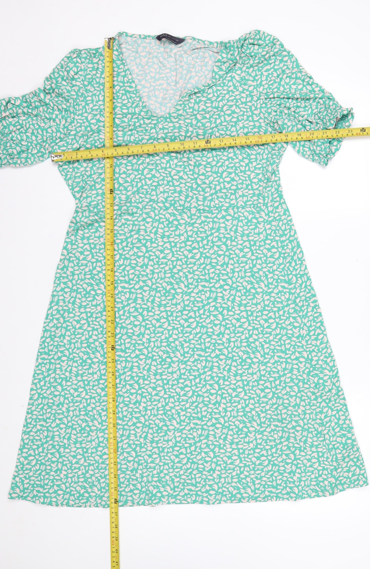 Marks and Spencer Women’s Green Floral A-Line Long Dress Size 14