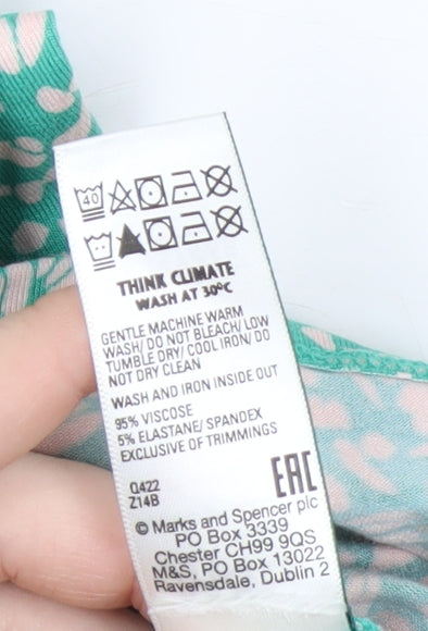 Marks and Spencer Women’s Green Floral A-Line Long Dress Size 14