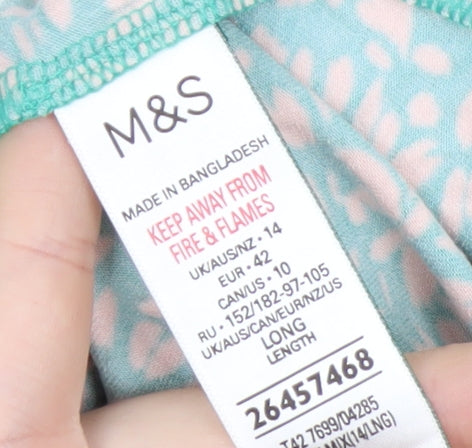 Marks and Spencer Women’s Green Floral A-Line Long Dress Size 14