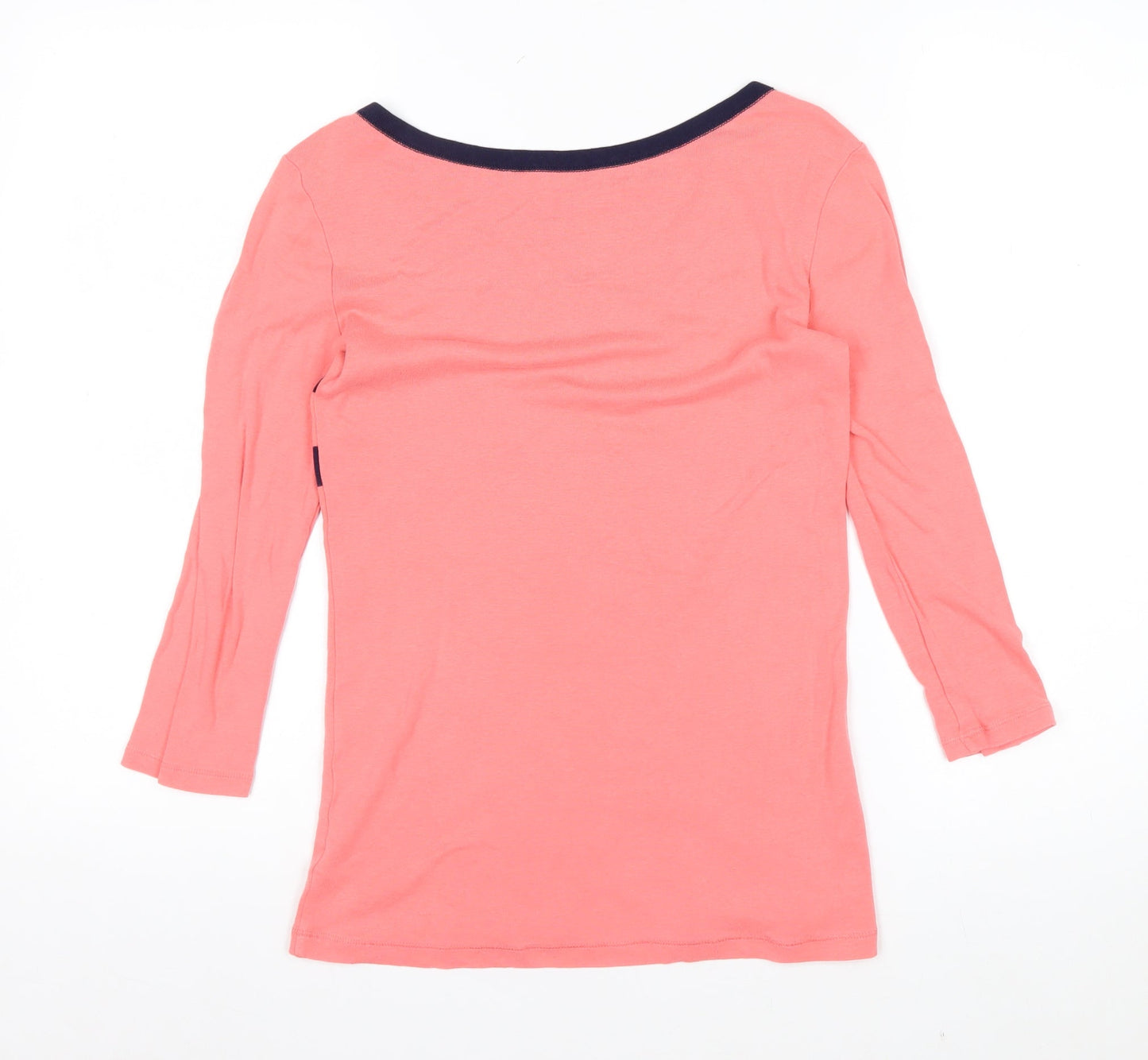 Gap Women's Pink & Navy Striped Boat Neck Top Size S 3/4 Sleeve